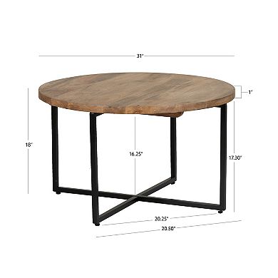 Linon Evanston Metal Base Round Coffee Table
