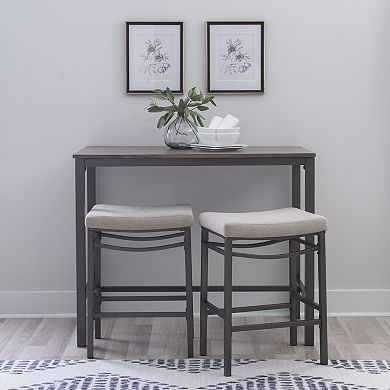 Linon Betty Bistro dinig Table and Cushioned Stool 3-pc. Pub Set