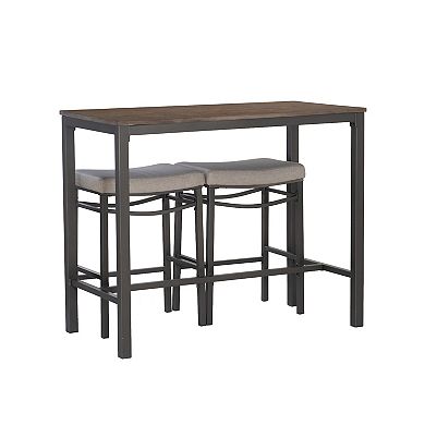Linon Betty Bistro dinig Table and Cushioned Stool 3-pc. Pub Set