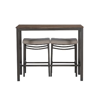 Linon Betty Bistro dinig Table and Cushioned Stool 3-pc. Pub Set