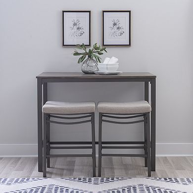 Linon Betty Bistro dinig Table and Cushioned Stool 3-pc. Pub Set