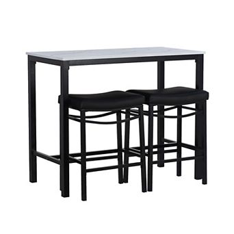 Linon Betty Bistro dinig Table and Cushioned Stool 3 pc Pub Set