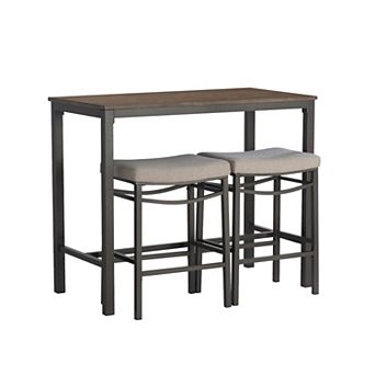 Linon Betty Bistro dinig Table and Cushioned Stool 3 pc Pub Set