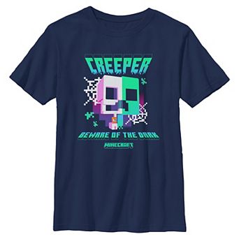 Boys 8-20 Minecraft Creeper Beware Of Dark Graphic Tee