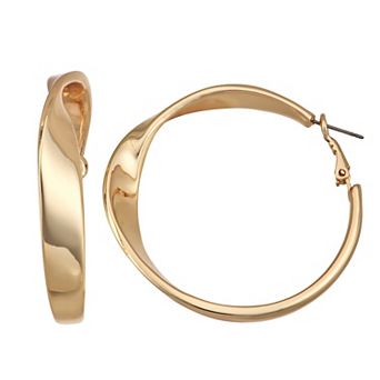 Nine West Gold-Tone Twist Hoop Earrings