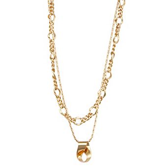 Nine West Gold-Tone Multirow Knot Pendant Necklace