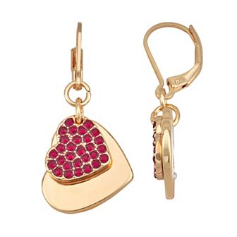 Nine West Pave Heart Leverback Earrings