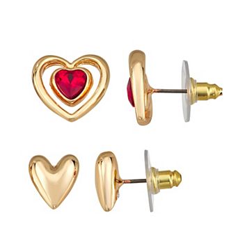 Nine West 2-Pair Heart Stud Earrings Set