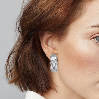 Nine West Silver Tone Scalloped Hoop Earrings