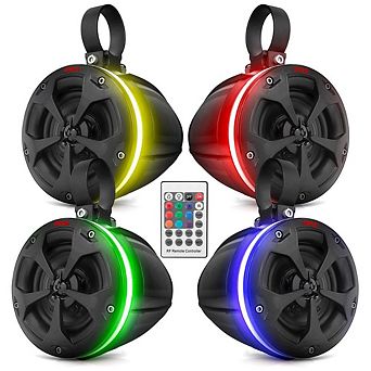 Pyle 4" Waterproof Off-Road Speaker System with RGB Lights & Remote Control 800 watt