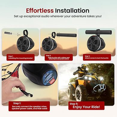Pyle 4" Waterproof Off-Road Speaker System with RGB Lights & Remote Control 800 Watt