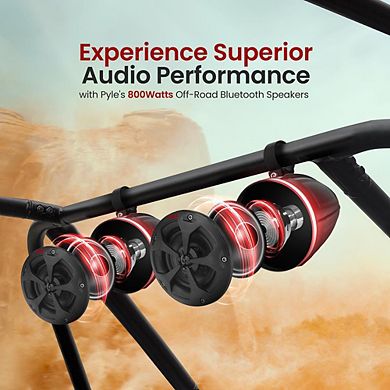 Pyle 4" Waterproof Off-Road Speaker System with RGB Lights & Remote Control 800 Watt