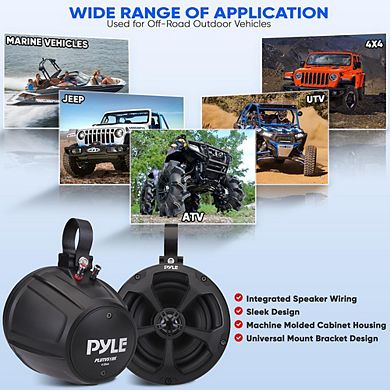 Pyle 5.25" Waterproof Marine Speakers with 2-Channel Amplifier System 1000 Watts