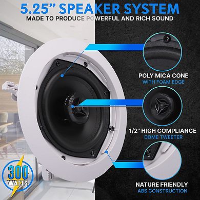 Pyle Ceiling and Wall Mount Speaker -5.25” 2-Way