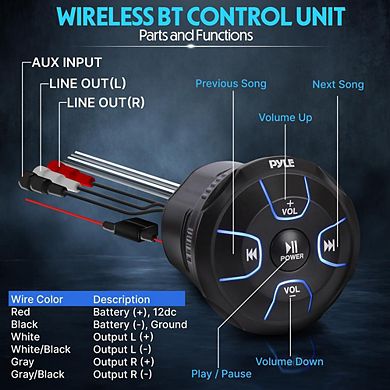 Pyle 4" Waterproof Off-Road Speakers with Amplified Bluetooth Remote Control 800 Watts