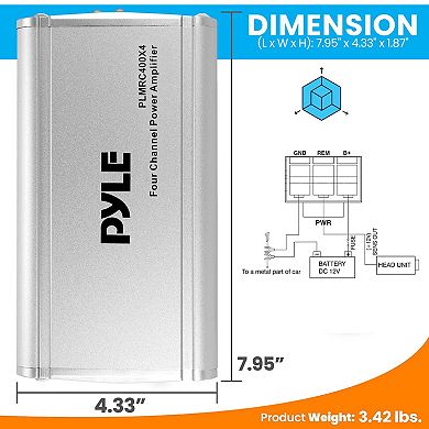 Pyle 4-Channel Weather-Resistant Audio Amplifier