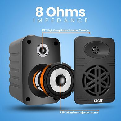 Pyle 5.25" Waterproof Bluetooth Outdoor Speaker System, 500W Wireless, Wall Mountable