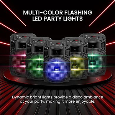 Pyle 8" 300W Portable Bluetooth PA Speaker System with LED Lights
