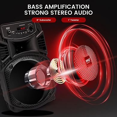 Pyle 8" 300W Portable Bluetooth PA Speaker System with LED Lights