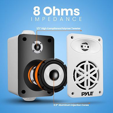 Pyle 3.5" Indoor/Outdoor Waterproof Wall Mount Speakers, 200W