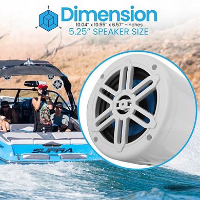 Pyle 5.25" Waterproof Off-Road Speakers - Marine Box System with Rotatable Brackets - White - 2ct