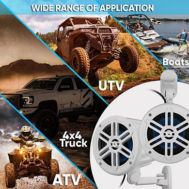 Pyle 5.25" Waterproof Off-Road Speakers - Marine Box System with Rotatable Brackets - White - 2ct