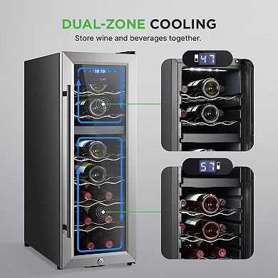 Nutrichef 18 Bottle Wine Fridge Dual Zone Wine