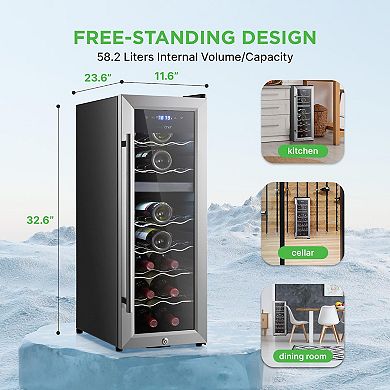 Nutrichef 18 Bottle Wine Fridge Dual Zone Wine