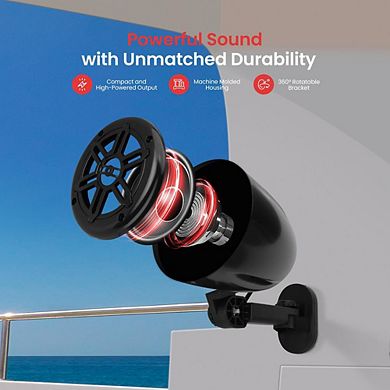 Pyle 4" Waterproof Off-Road Speakers - Marine Box System with Rotatable Brackets - Black - 2ct