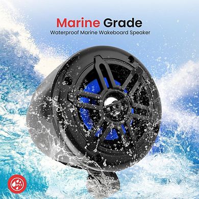 Pyle 4" Waterproof Off-Road Speakers - Marine Box System with Rotatable Brackets - Black - 2ct