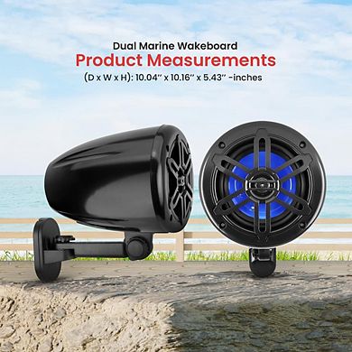 Pyle 4" Waterproof Off-Road Speakers - Marine Box System with Rotatable Brackets - Black - 2ct