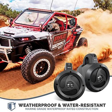 Pyle 4" Waterproof Off-Road Speakers 900 Watt Compact PowerSport Vehicle Speaker System - Black