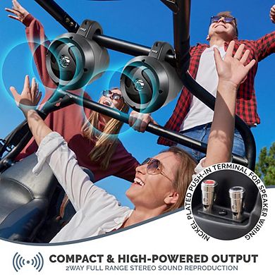 Pyle 4" Waterproof Off-Road Speakers 900 Watt Compact PowerSport Vehicle Speaker System - Black