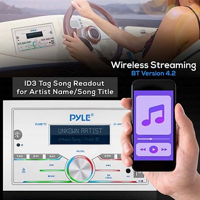 Pyle PLMR77U Marine Bluetooth CD/MP3 Radio Receiver with AM/FM/USB/AUX/SD Card Reader - Single DIN