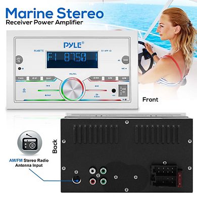 Pyle PLMR77U Marine Bluetooth CD/MP3 Radio Receiver with AM/FM/USB/AUX/SD Card Reader - Single DIN
