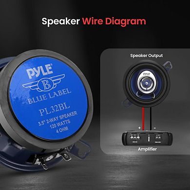 Pyle 3.5" Two-Way Coaxial Speaker System 120 Watts with 1" KSV Voice Coil
