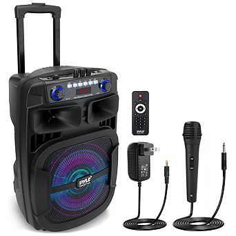 Pyle Portable Bluetooth PA Speaker System -12 Inch Speaker, FM Radio, Includes Wired Microphone