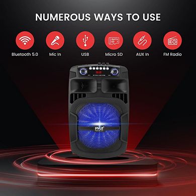 Pyle Portable Bluetooth PA Speaker System -12 Inch Speaker, FM Radio, Includes Wired Microphone