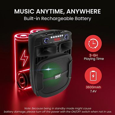 Pyle Portable Bluetooth PA Speaker System -12 Inch Speaker, FM Radio, Includes Wired Microphone