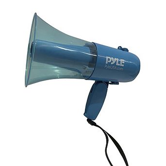 Pyle 30 watt Waterproof Portable Megaphone with Handheld Mic and Siren - Transparent Blue - PMP36WLT