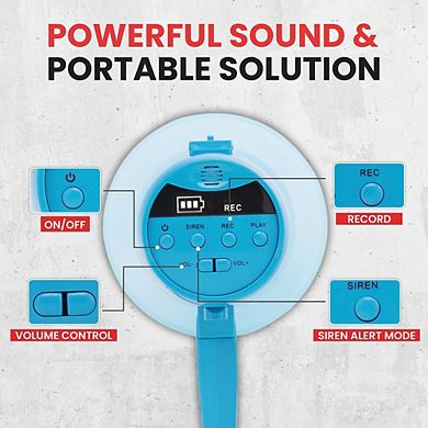 Pyle 30-Watt Waterproof Portable Megaphone with Handheld Mic and Siren - Transparent Blue - PMP36WLT