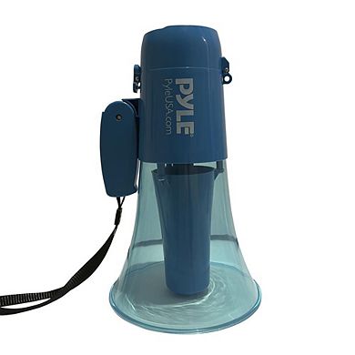 Pyle 30-Watt Waterproof Portable Megaphone with Handheld Mic and Siren - Transparent Blue - PMP36WLT