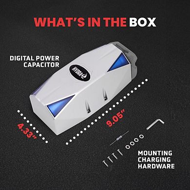 Pyle 0.3 Farad Digital Power Capacitor with Blue Digital Display - High-Performance Car Audio