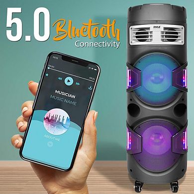 Pyle Portable Bluetooth PA Speaker System - 1200W Outdoor Bluetooth Speaker Portable PA System