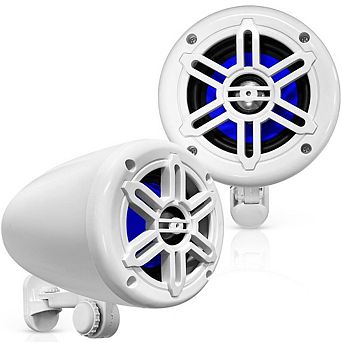 Pyle 4" Waterproof Off-Road Speakers - Marine Box System with Rotatable Brackets - White - 2 ct