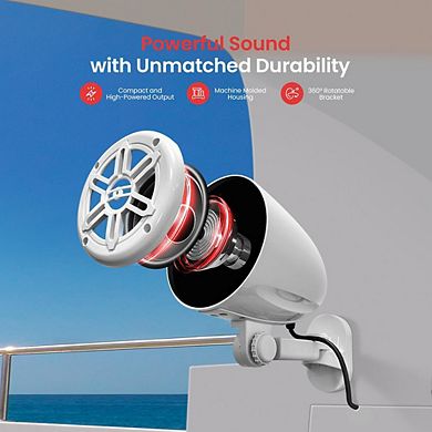 Pyle 4" Waterproof Off-Road Speakers - Marine Box System with Rotatable Brackets - White - 2ct
