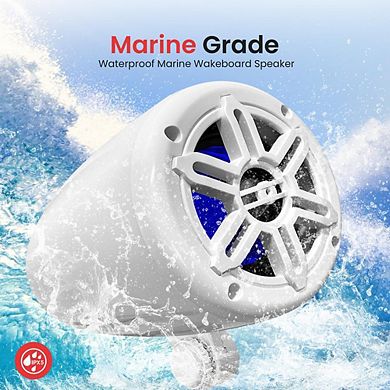 Pyle 4" Waterproof Off-Road Speakers - Marine Box System with Rotatable Brackets - White - 2ct