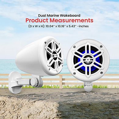 Pyle 4" Waterproof Off-Road Speakers - Marine Box System with Rotatable Brackets - White - 2ct