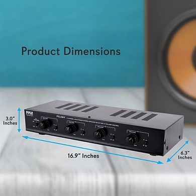 Pyle 4-Channel Stereo Speaker Selector, 100W Per Channel, Independent Volume Control