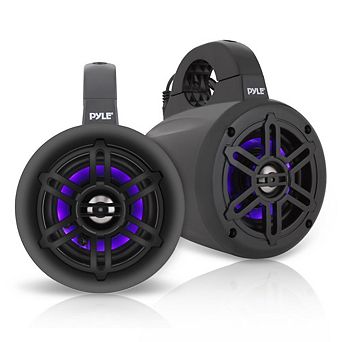 Pyle 4" Waterproof Marine Tower Speakers with Built-in LED Lights 300 watt